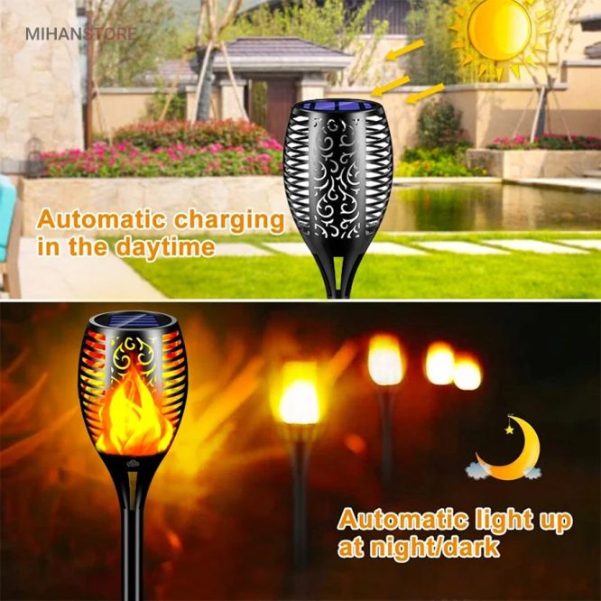 چراغ خورشیدی باغچه طرح شعله